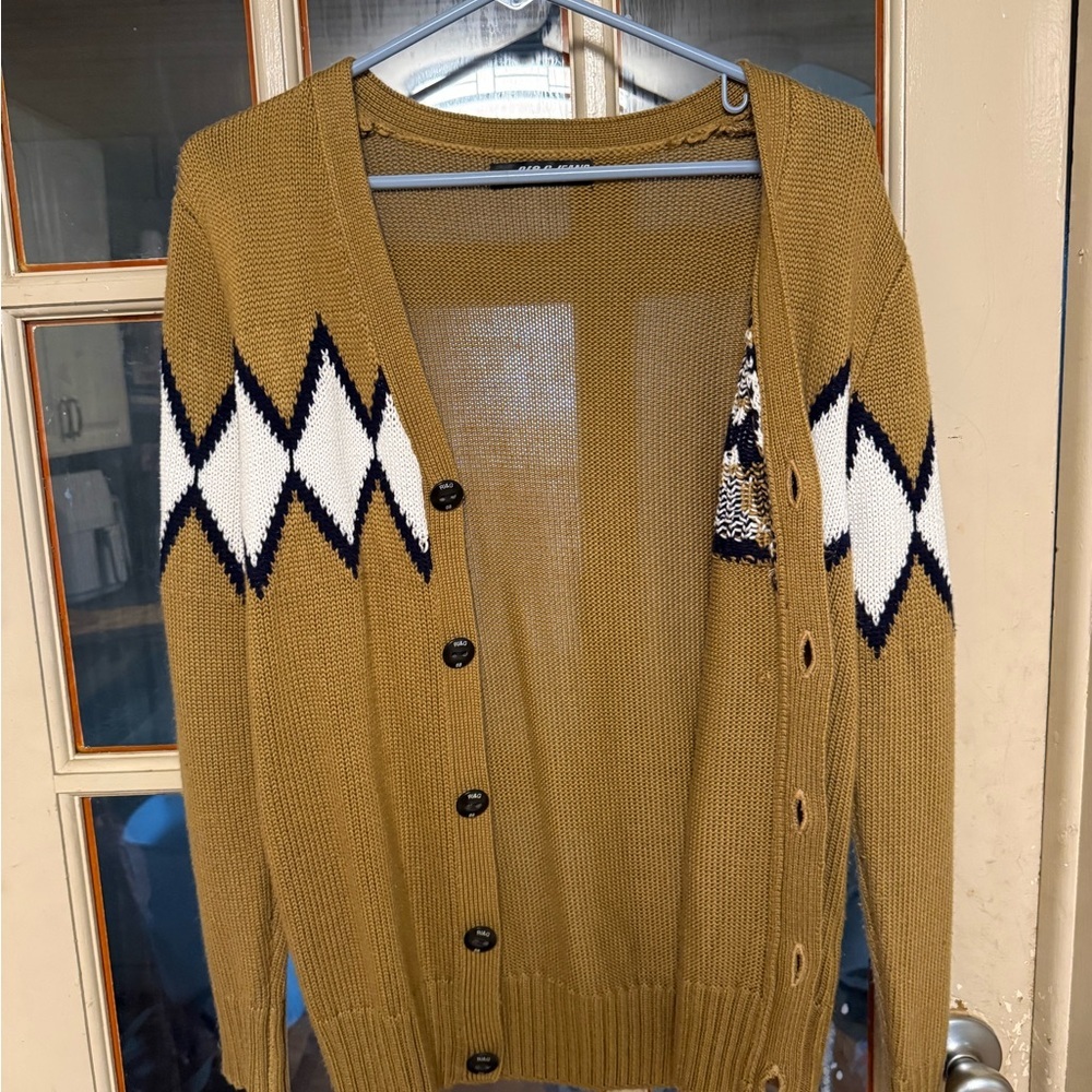 1990’s Women's Chunky Chevron Pattern Cardigan Sweater - Picture 9 of 9